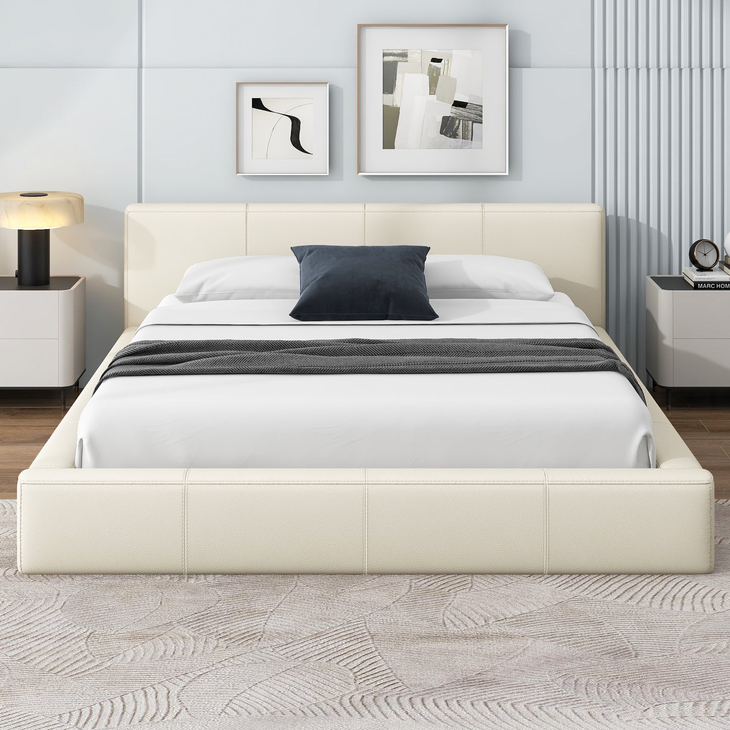 Liras Stylish Beige Upholstered Bed - The Ideal Choice for Your Bedroom