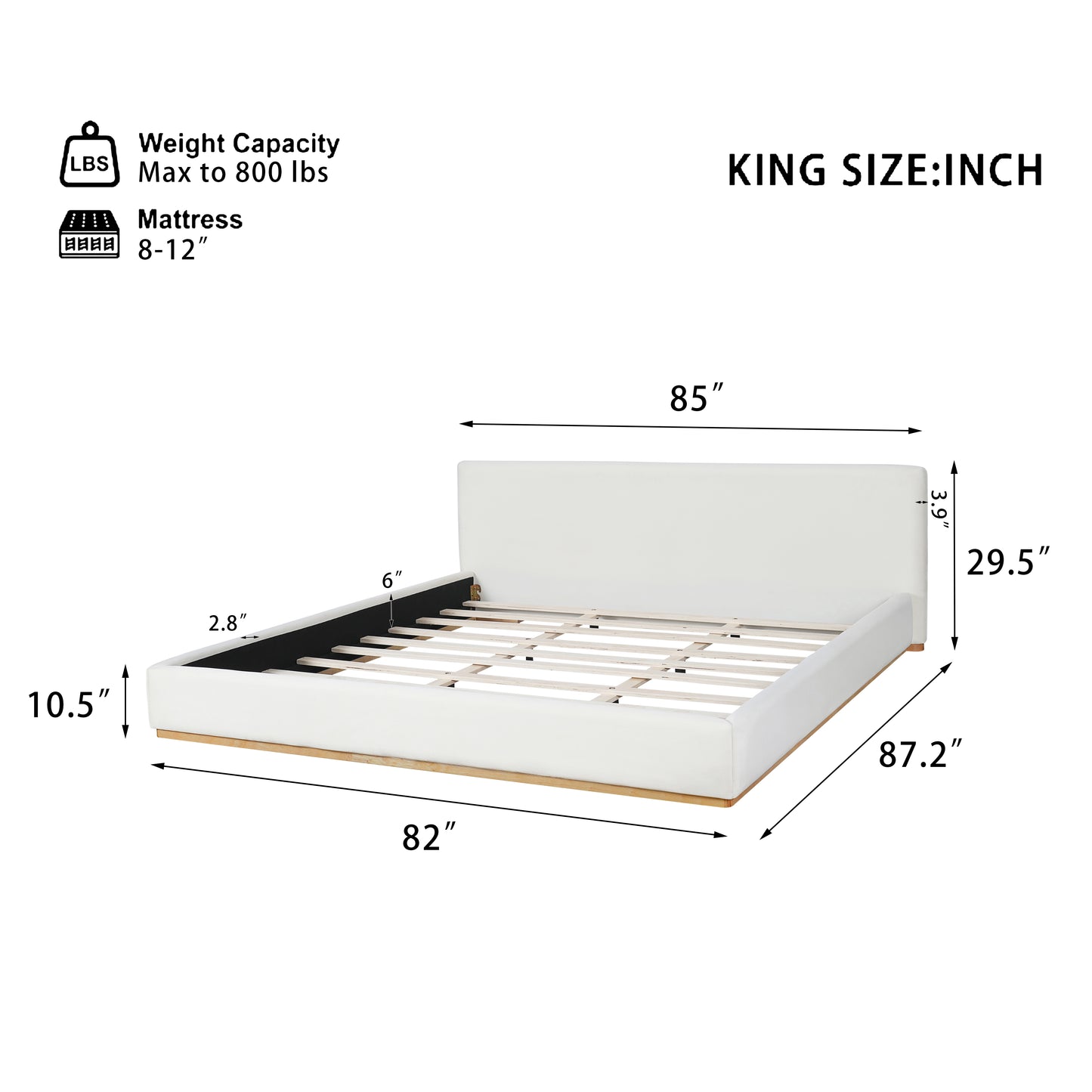 Swithin Elegant Upholstered Bed With Solid Wood Frame
