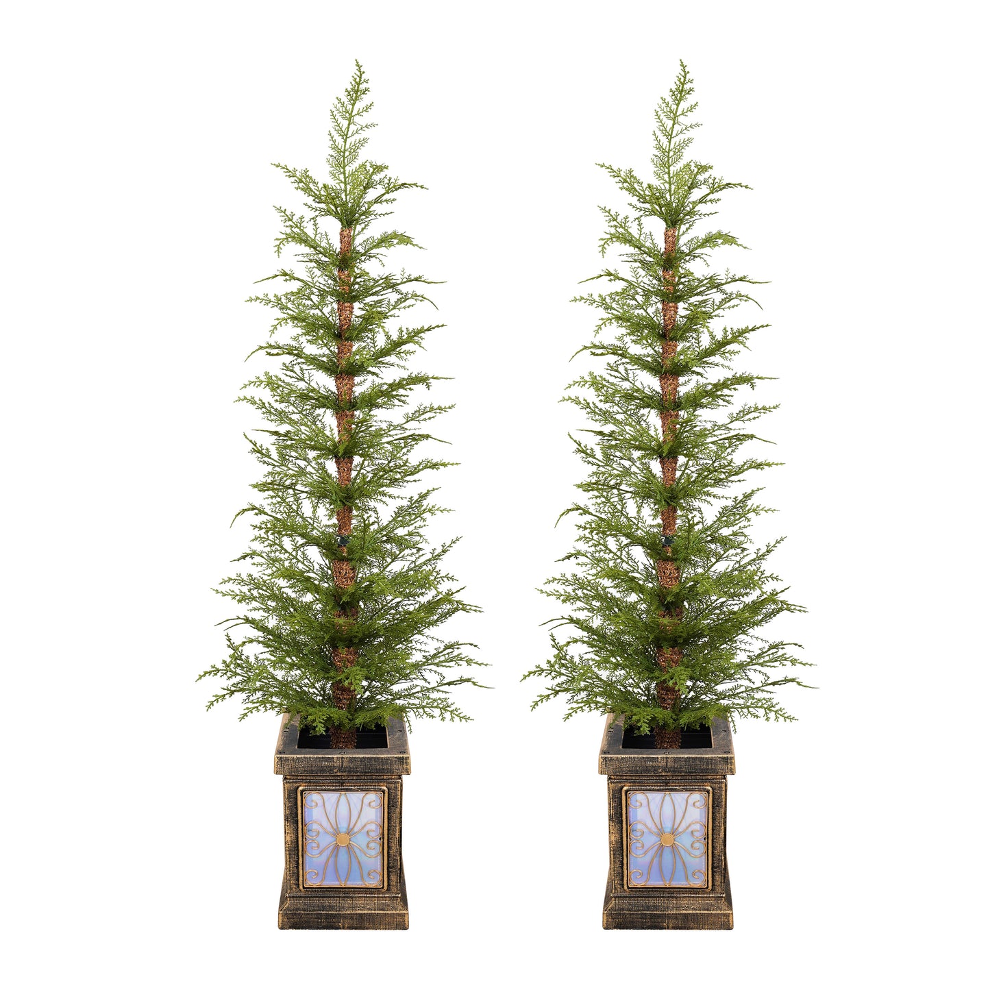 Dorian 4ft Pre-Lit Artificial Christmas 2-Piece with high-quality PE material,Set Easy Assembly,Potted stand