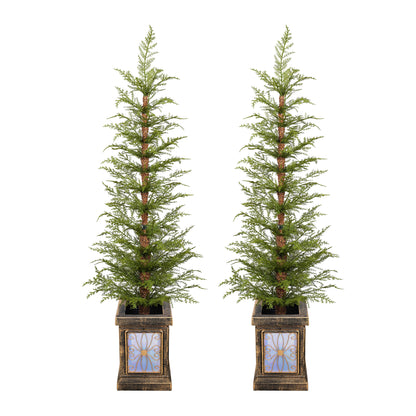 Dorian 4ft Pre-Lit Artificial Christmas 2-Piece with high-quality PE material,Set Easy Assembly,Potted stand