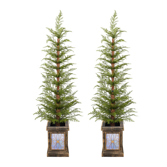 Dorian 4ft Pre-Lit Artificial Christmas 2-Piece with high-quality PE material,Set Easy Assembly,Potted stand