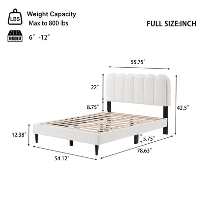 Vegas Lambswool Petal Headboard Bed Frame Cream Style Bedroom Soft Bed with Atmosphere Light