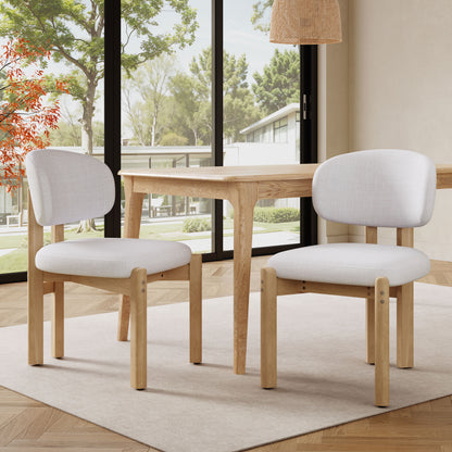 Barnaby Upholstered Scandinavian Natural Finished Frame Dining Chairs (Set of 2)