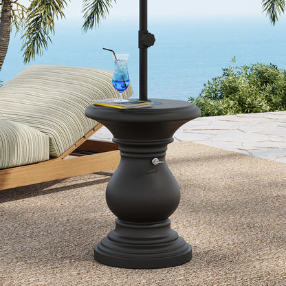 Araminta MGO Umbrella Side Table, Black, Adjustable Base Fits 1.1-1.9" Poles, No-Assembly Sand-Filled Stand