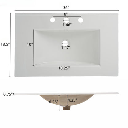 Faelan Bathroom Vanity with Ceramic Sink with Adjustable Shelf and open shelf