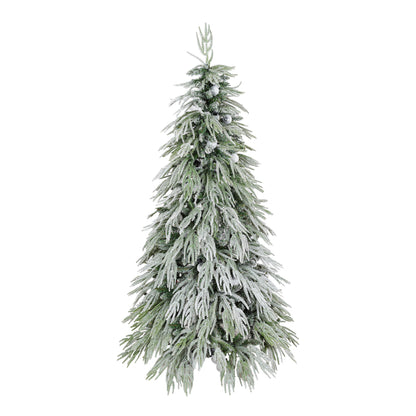 Stellan 6FT Pre-Lit Spruce Snow Flocked Christmas Tree, Artificial Hinged Xmas Tree with LED Lights, Holiday Office Home Décor