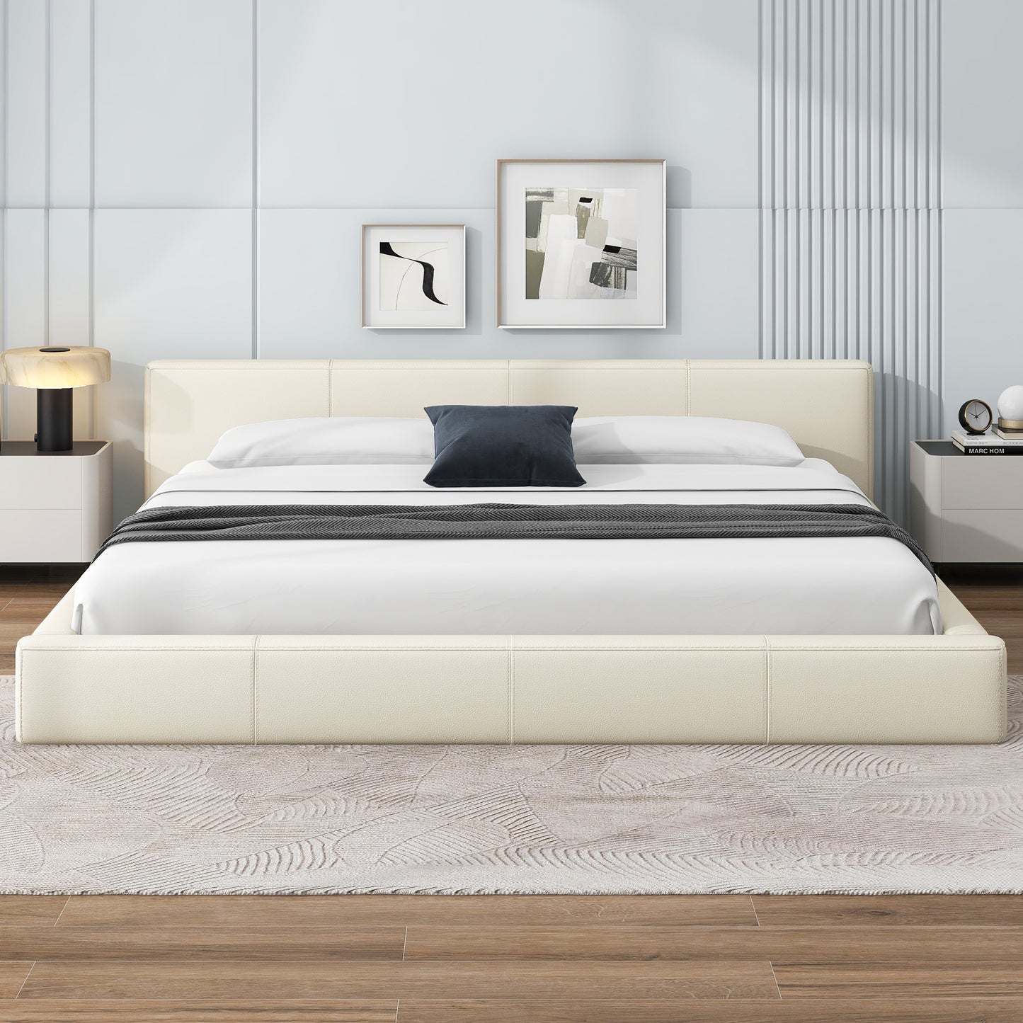 Liras Stylish Beige Upholstered Bed - The Ideal Choice for Your Bedroom