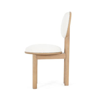 Ardene Polyester Beige Fabric Dining Chair with wooden frame (Set of 2)