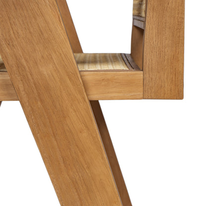 Lomiare Modern Minimalist Bar Stool with Cane Seat, Solid Wood Frame