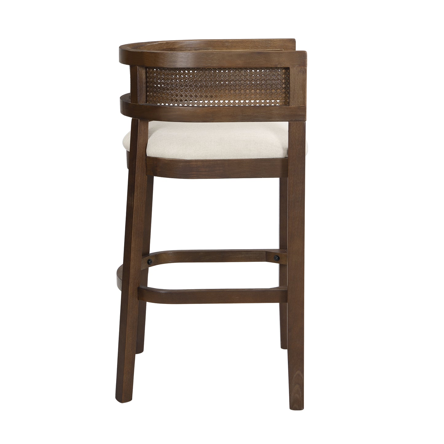 Tiberius Wood And Rattan Upholstered Arm Bar Stools,Set of 2