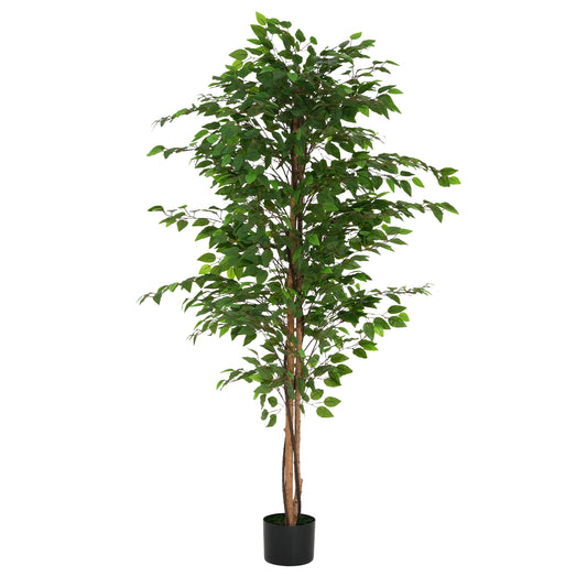 Varian 74" Artificial Ficus Tree with Black Plastic Pot