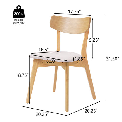 Leopold Mid-Century Walnut Finished Frame Upholstered Dining Chairs ,Set of 2