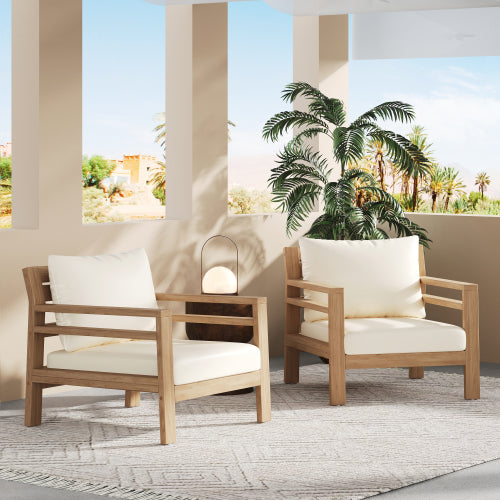 Crager Outdoor Acacia Wood Club Chair, Armchair with Cushions