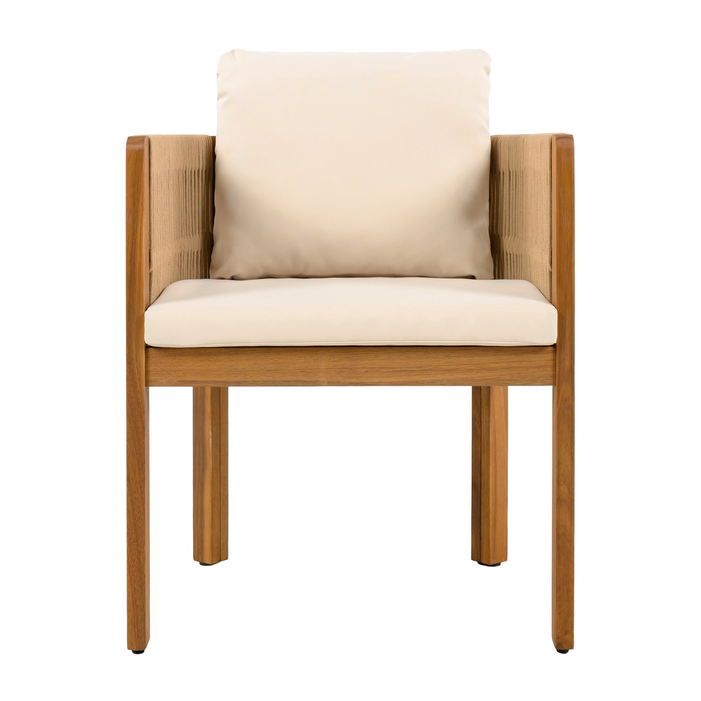 Sylvia Outdoor Dining Set with Acacia Wood Table and 6 Chairs,Waterproof Cushions