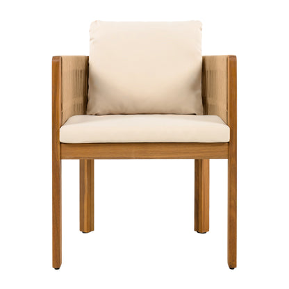 Sylvia Outdoor Dining Set with Acacia Wood Table and 6 Chairs,Waterproof Cushions