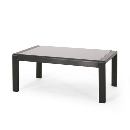 Gadd Outdoor Aluminum and Tempered Glass Coffee Table, Black, Gray