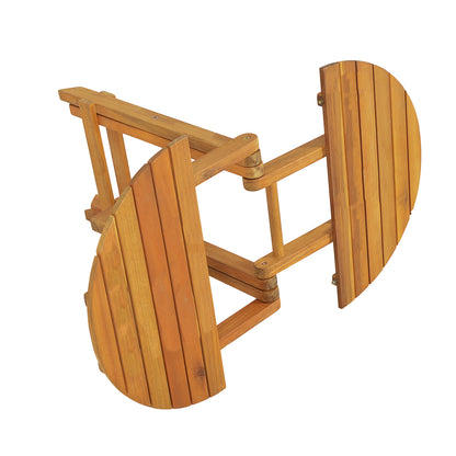 Aurl 17.75" W Outdoor Acacia Wood Side Table, Round End Table, Slats Panel Design, Foldable and Adjustable Small Coffee Desk, Sofa Side Desk, No Assembly Needed, 175lbs Teak