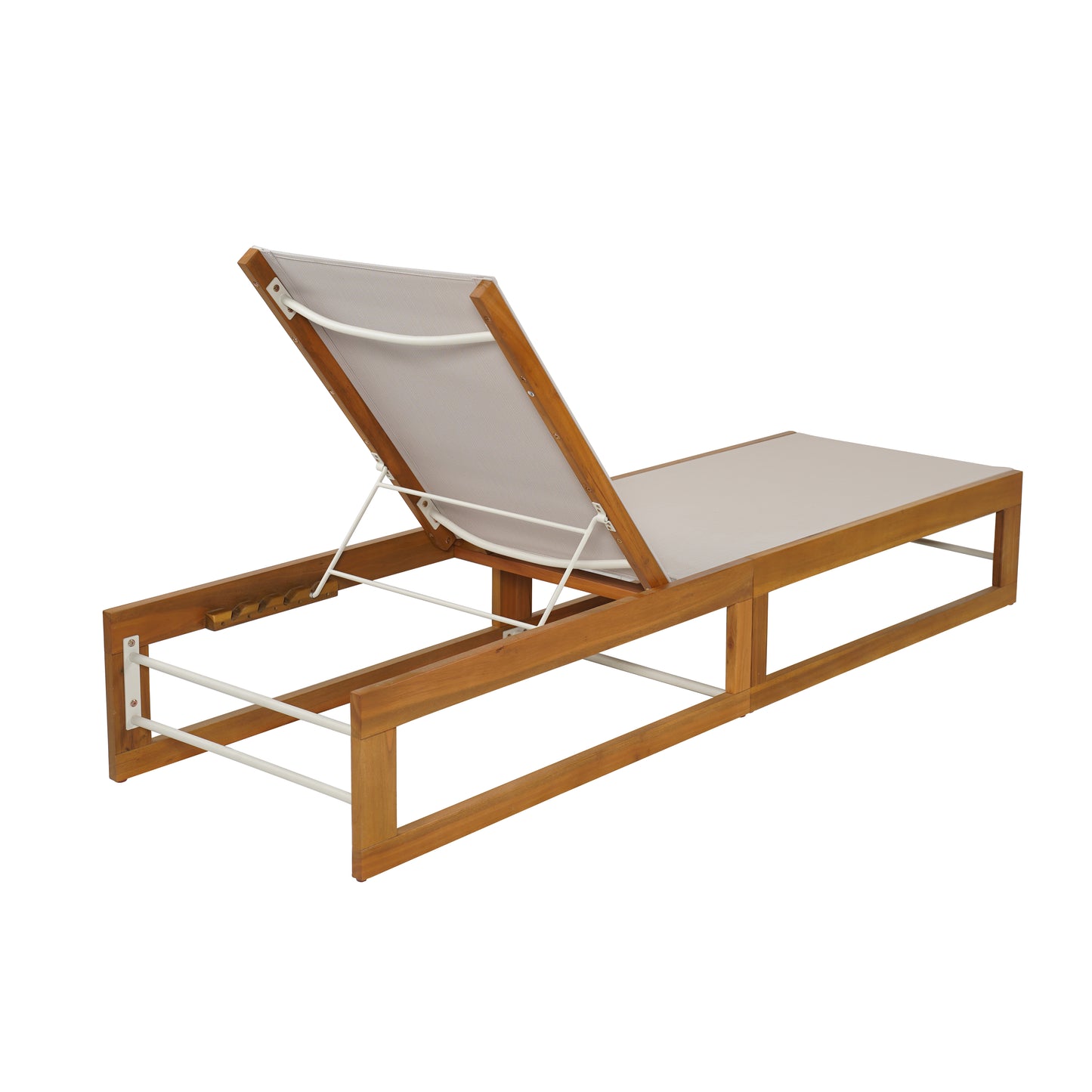 Leavitt Outdoor Mesh and Wood Adjustable Chaise Lounges, Set of 2