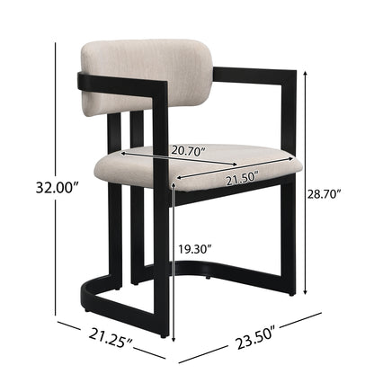‌Dashiell Upholstered Dining Chairs,Fabric Metal Frame Armchairs,Set of 2