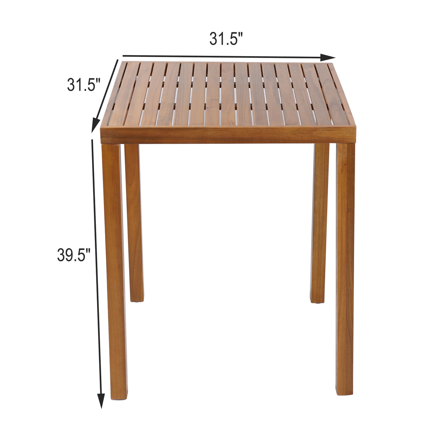 Tylarion Outdoor Acacia Wood Bar Table - Minimalistic Rectangular Slatted Design