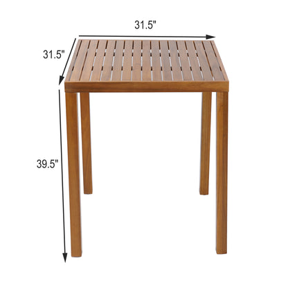 Tylarion Outdoor Acacia Wood Bar Table - Minimalistic Rectangular Slatted Design