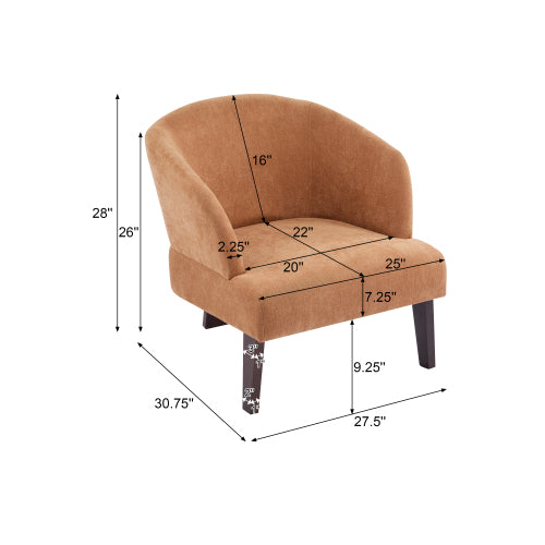 ‌Mossly Modern Accent Chair with Round Back & Wooden Legs - Mid-Century Inspired Lounge Chair for Living Room, Bedroom