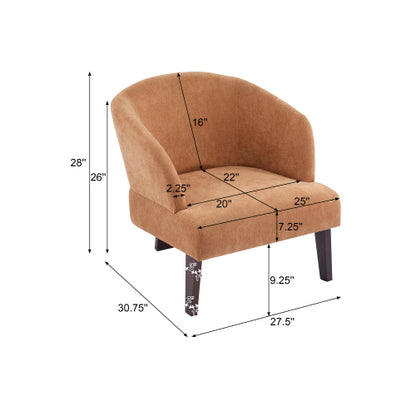 ‌Mossly Modern Accent Chair with Round Back & Wooden Legs - Mid-Century Inspired Lounge Chair for Living Room, Bedroom
