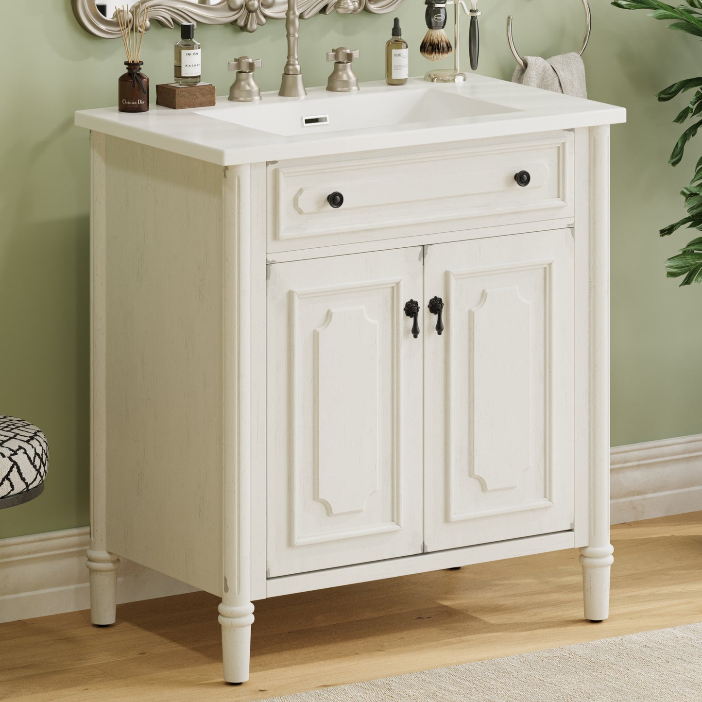 Kizzo 31" Vintage Bathroom Vanity with Sink, Rustic Bathroom Cabinet