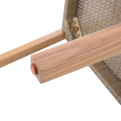 Velquinn Outdoor Dining Chairs Set of 2, Acacia Wood Frame and PE Wicker