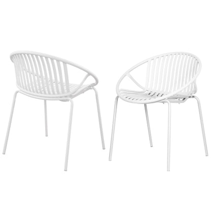 Hespera Patio Dining Chairs with Metal Legs & Breathable Plastic Backrest