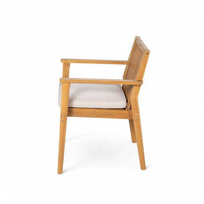 Somadorin Patio Dining Chair Set of 2 - Sturdy Acacia Wood, Comfortable Waterproof Seating