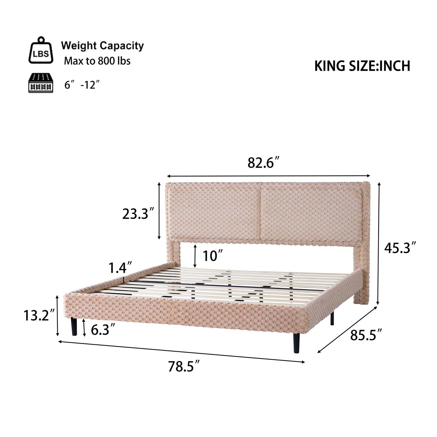 Fessil Simple Modern Plush Soft Bed Comfortable Backrest Bedroom Bed