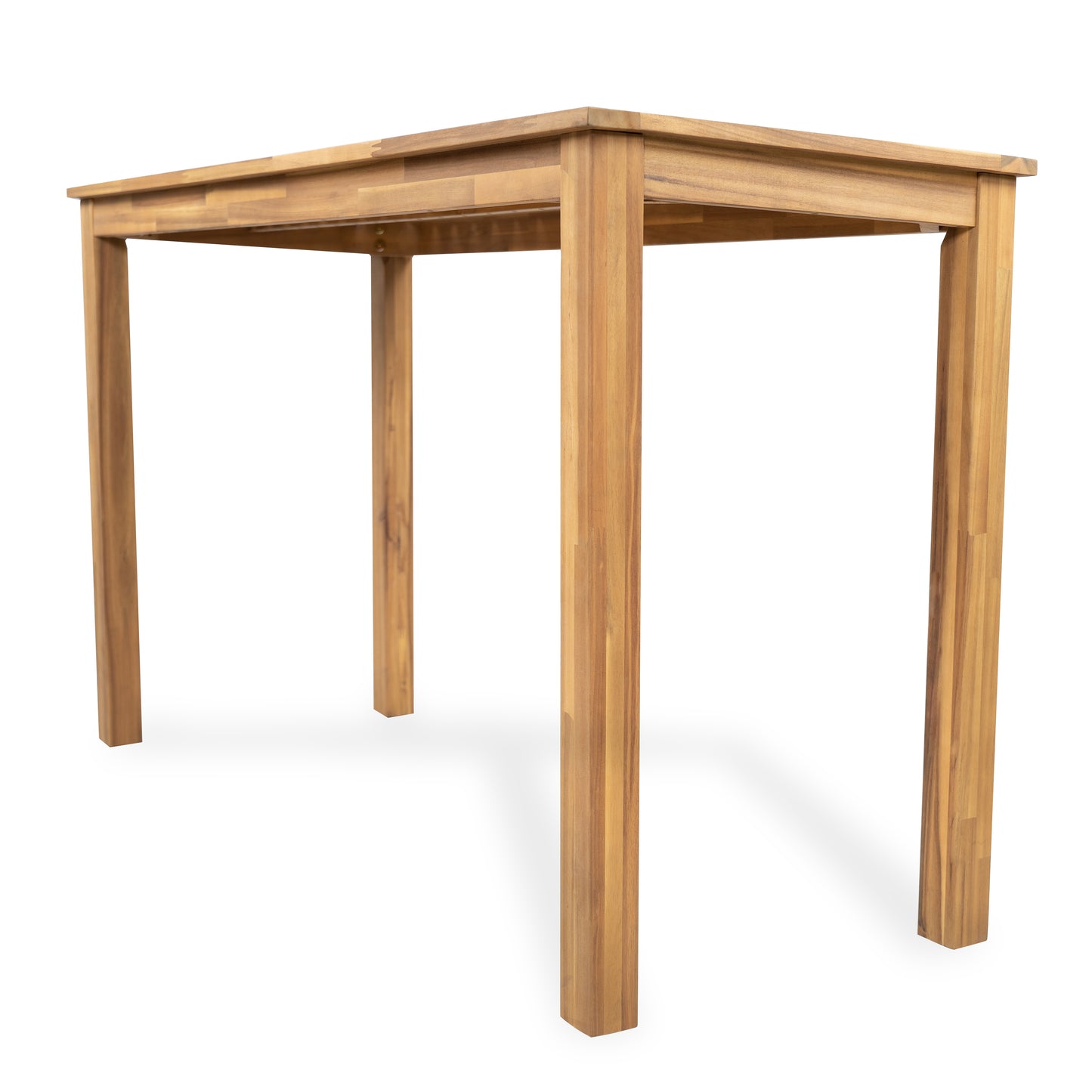 Caeli Outdoor Acacia Wood Patio Bar Table, Slatted Top