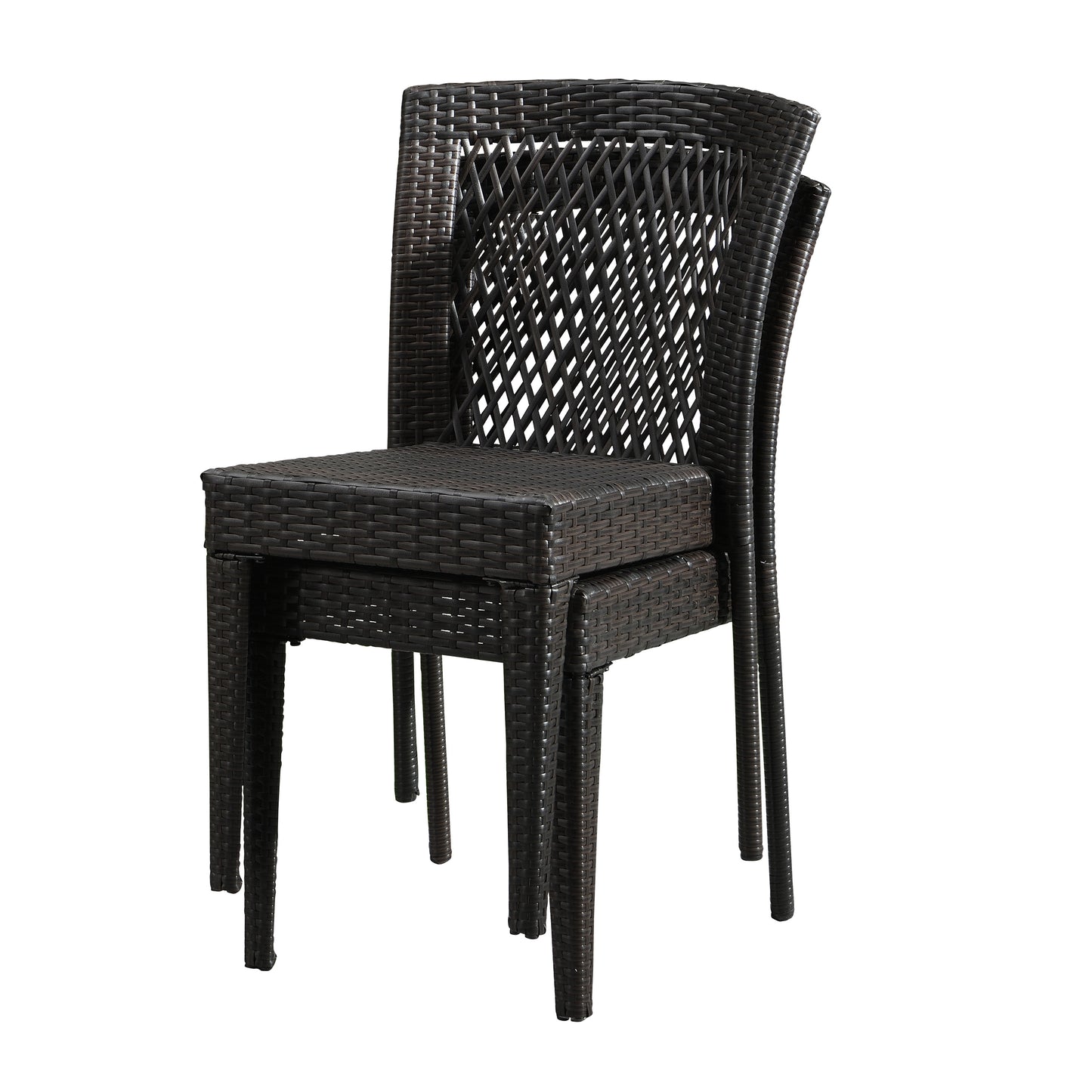 Brisa Outdoor Dining Chairs, Stackable Chairs with UV-Resistant PE Rattan and Steel Frame, Supports 400lbs,Set of 2