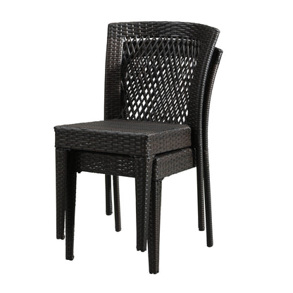 Brisa Outdoor Dining Chairs, Stackable Chairs with UV-Resistant PE Rattan and Steel Frame, Supports 400lbs,Set of 2