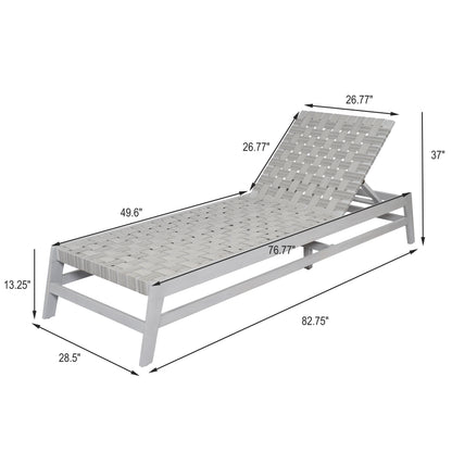 Rionaris Outdoor Acacia Wood Rope Chaise Lounge Adjustable 4-Position Recliner