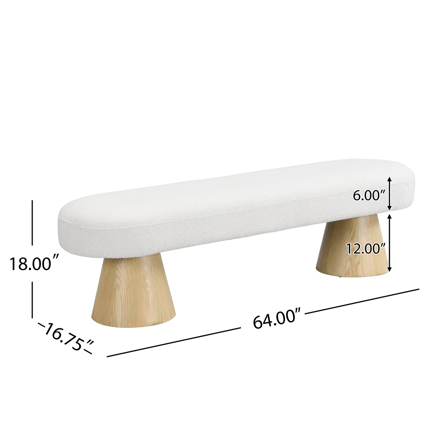 Hrafnol 64"L  Dining Bench for Dining Room, Upholstered Bedroom End of Bed Entryway Bench
