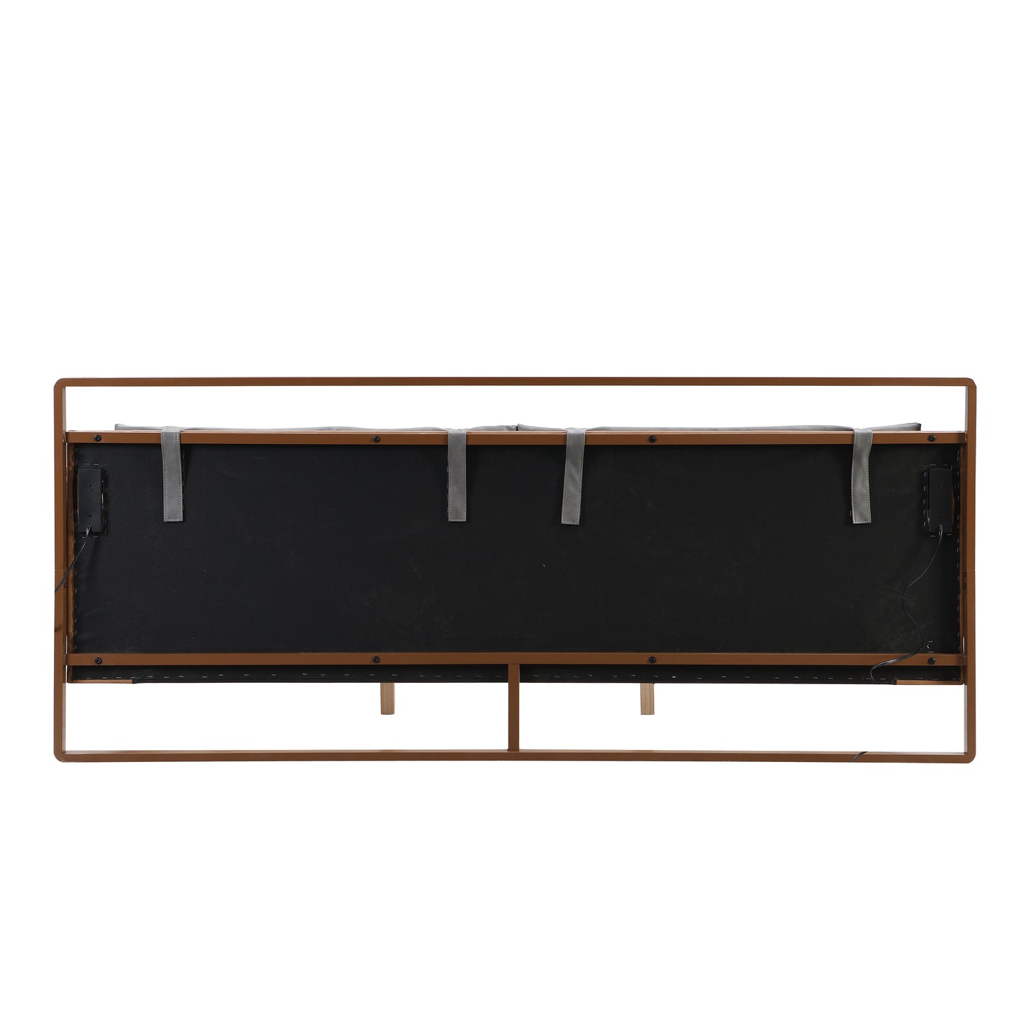 Mireva Brown&Gray Leather King Bed with 2pcs Night Lights