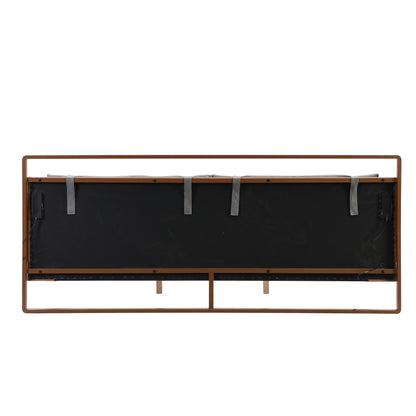 Mireva Brown&Gray Leather King Bed with 2pcs Night Lights