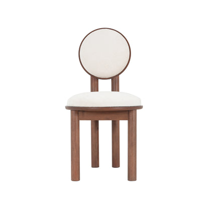 Ardene Polyester Beige Fabric Dining Chair with wooden frame (Set of 2)