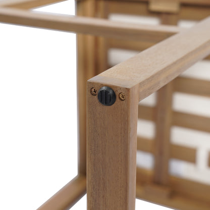 Tylarion Outdoor Rustic Acacia Wood Barstool with Cushions,Set of 2