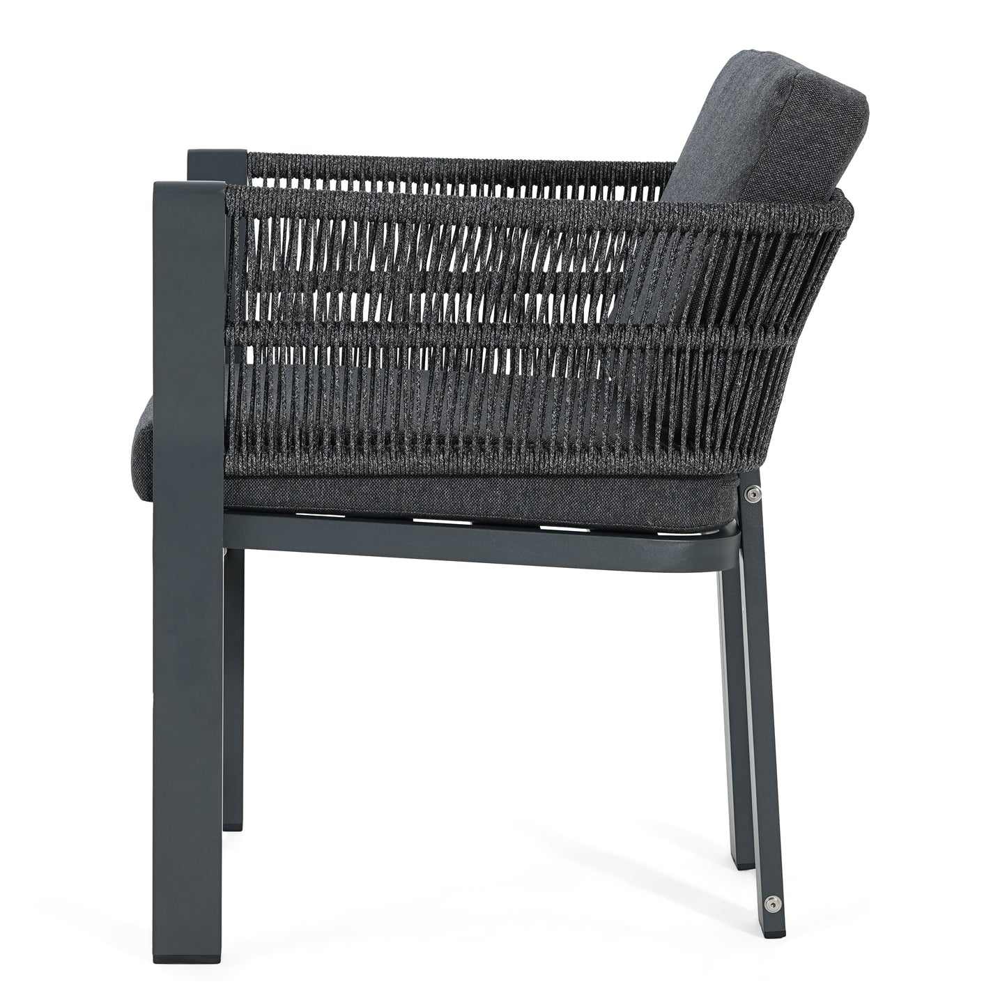 Rowan Outdoor Dining Chair Set of 2, Aluminum Frame with Cushion & Rattan Accents, 300lbs Capacity, All-Weather Patio Seating for Backyard, Deck & Garde