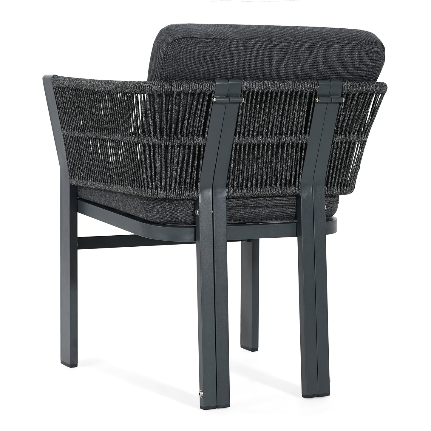 Rowan Outdoor Dining Chair Set of 2, Aluminum Frame with Cushion & Rattan Accents, 300lbs Capacity, All-Weather Patio Seating for Backyard, Deck & Garde