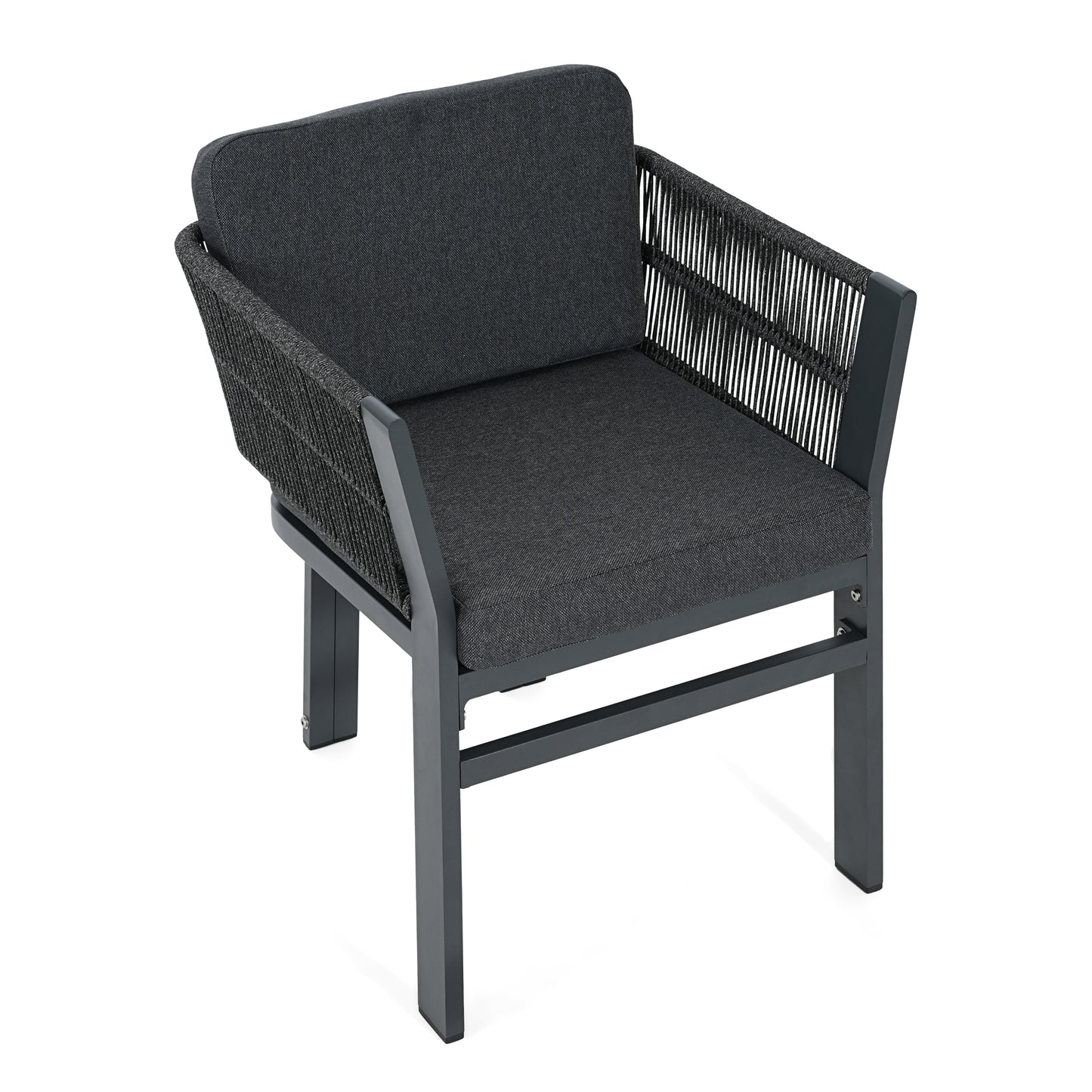 Rowan Outdoor Dining Chair Set of 2, Aluminum Frame with Cushion & Rattan Accents, 300lbs Capacity, All-Weather Patio Seating for Backyard, Deck & Garde