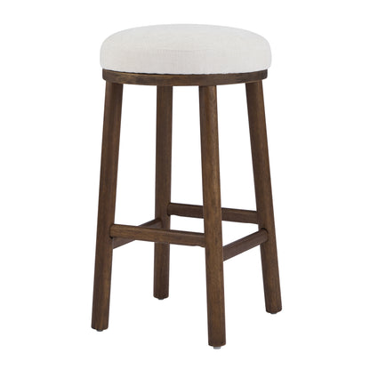 Nierbo Natural Rubber Wood & Fabric Bar Stool,Set of 2