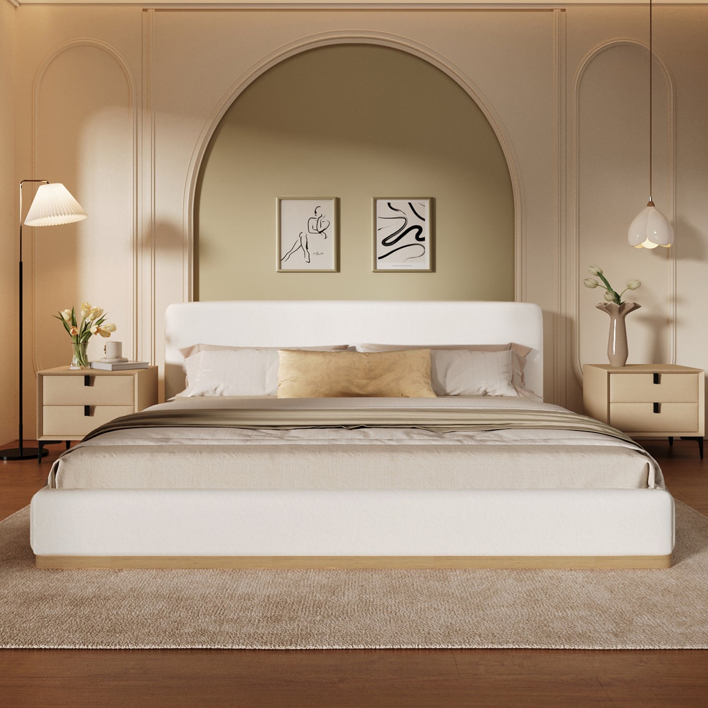 Swithin Elegant Upholstered Bed With Solid Wood Frame