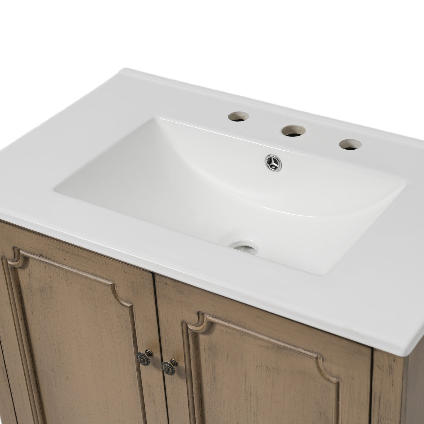 Orion 30" Vintage Bathroom Vanity with Ceramic Sink, Bathroom Vanity Cabinet,Antique Brown