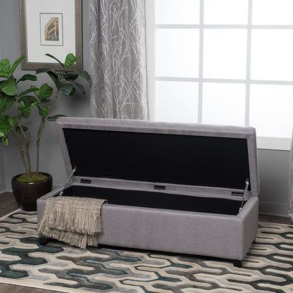 Brent Wood Fabric Storage Ottoman
