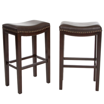 Aeris Vape Wooden Studded Barstool,Set of 2