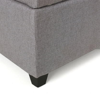 Brent Wood Fabric Storage Ottoman